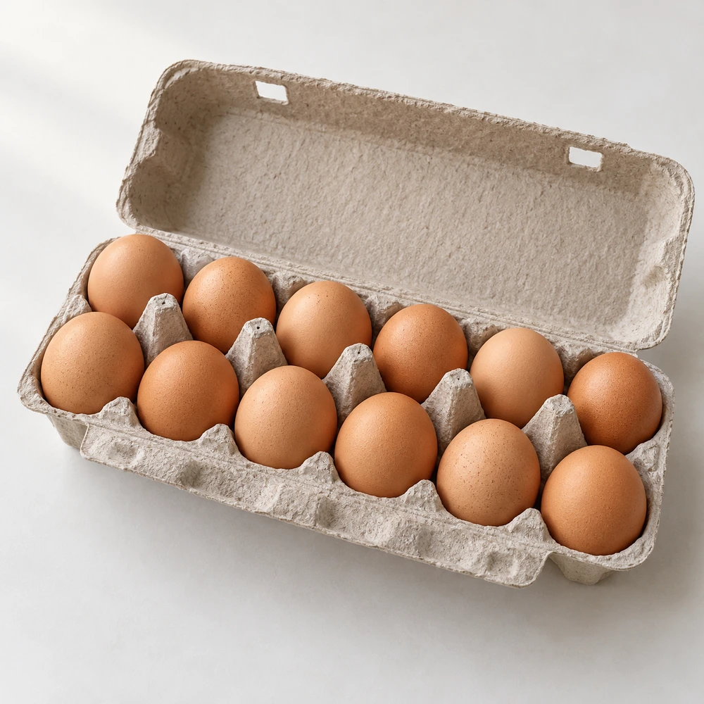 Twelve large hen eggs