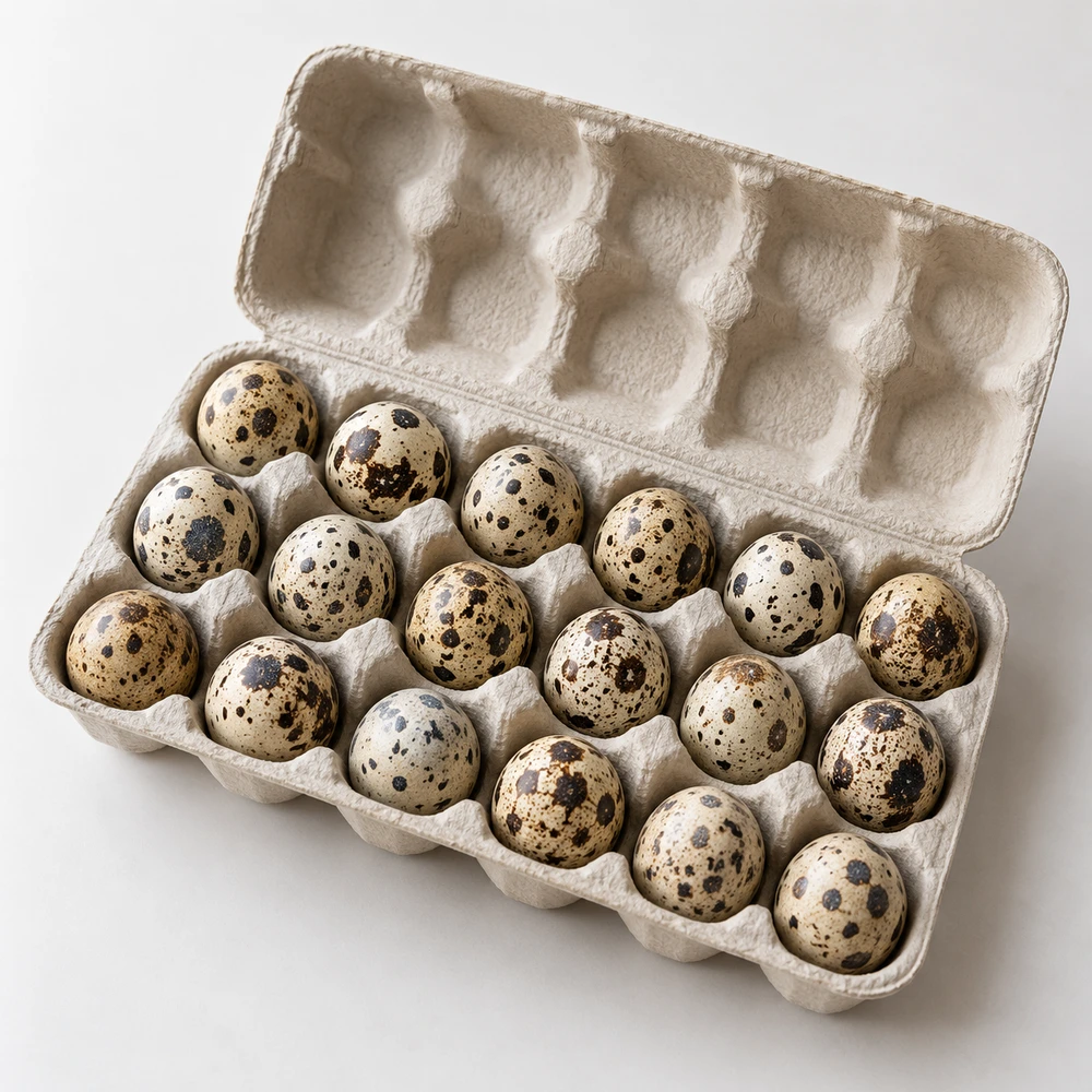 Eighteen quail eggs
